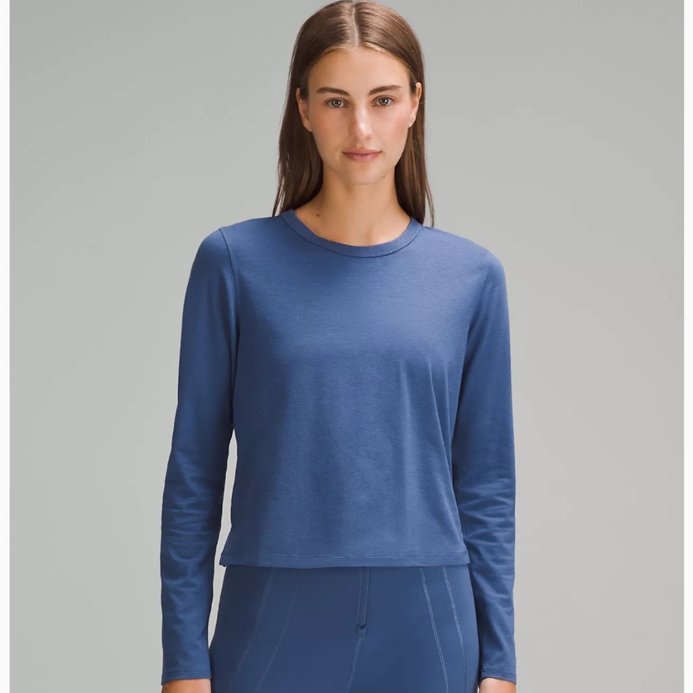 Brand New w Tags Lululemon Cotton Cropped Blue Long-sleeve, Size 2